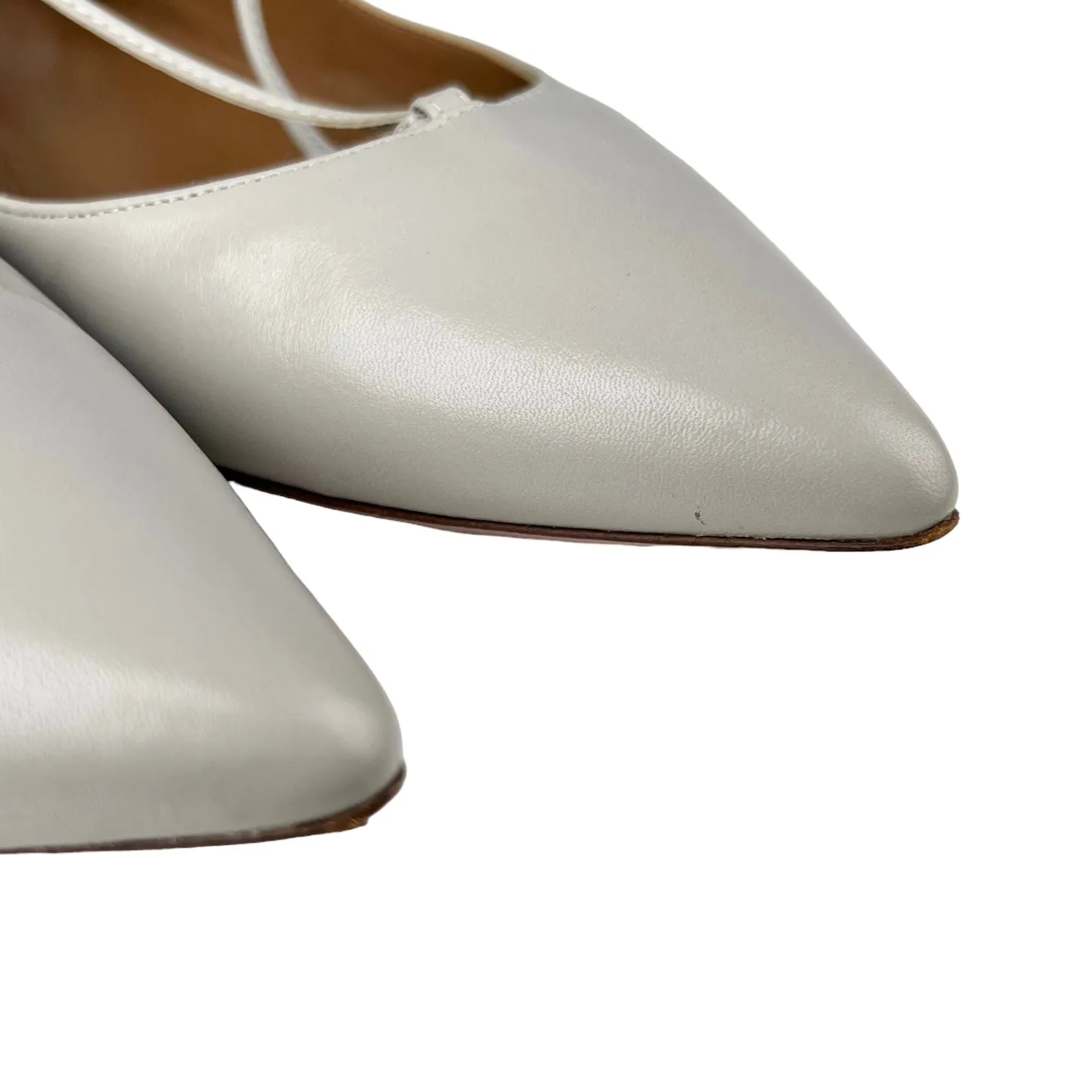 Aquazzura Firenze Grey Leather Lace-Up 'Christy' Flats