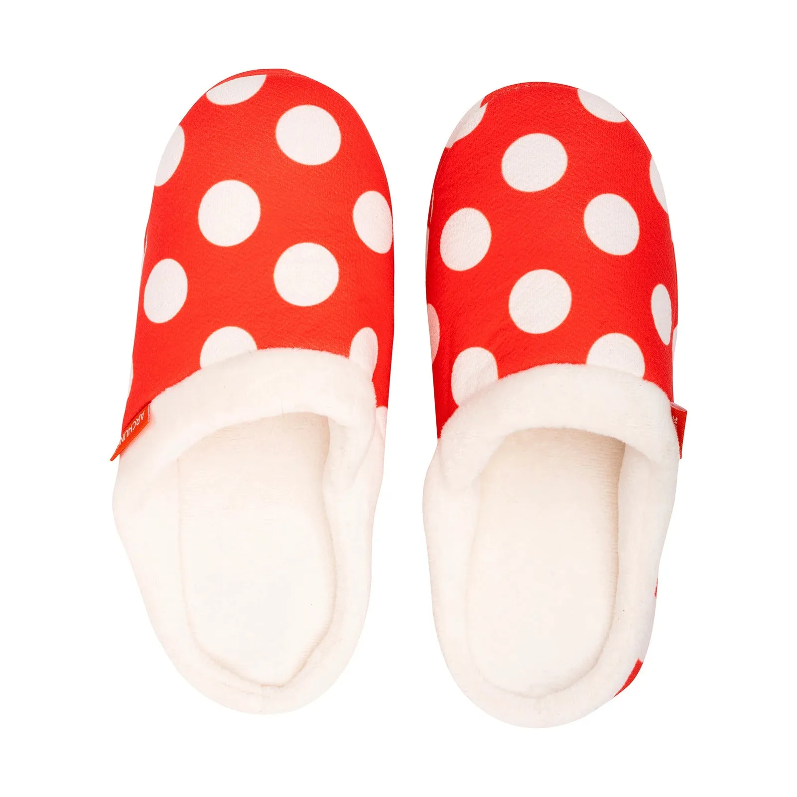 ARCHLINE Orthotic Slippers Slip On Scuffs Pain Relief Moccasins - Red Polka Dot - EUR 41 (Womens US 10)