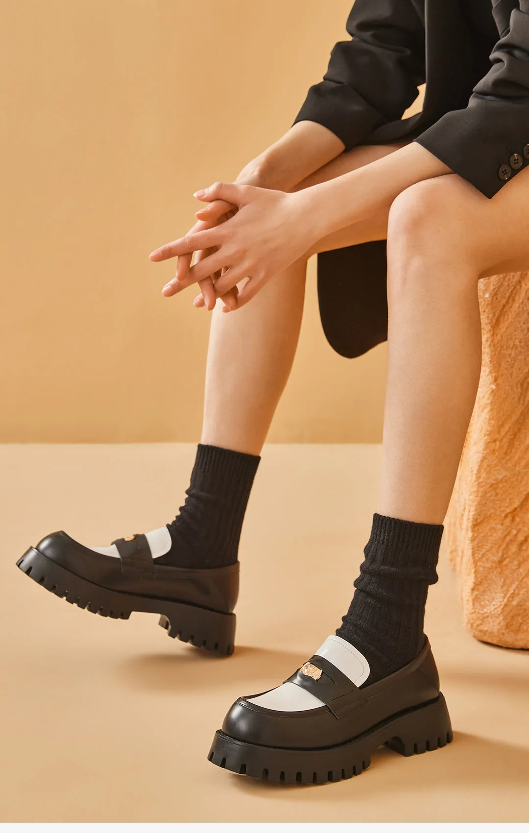 BeauToday Platform Cow Leather Penny Loafers for Women