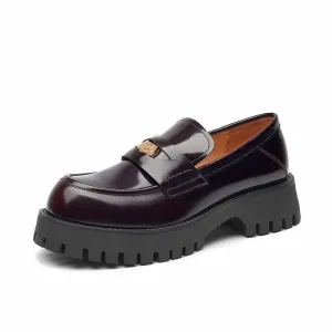 BeauToday Platform Cow Leather Penny Loafers for Women