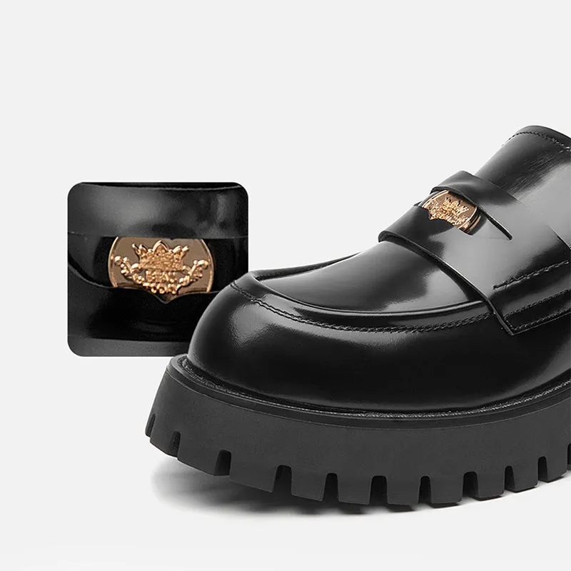BeauToday Platform Cow Leather Penny Loafers for Women