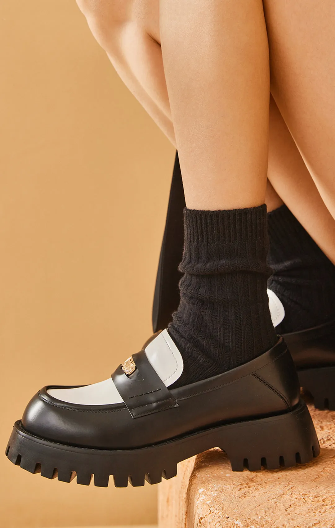 BeauToday Platform Cow Leather Penny Loafers for Women