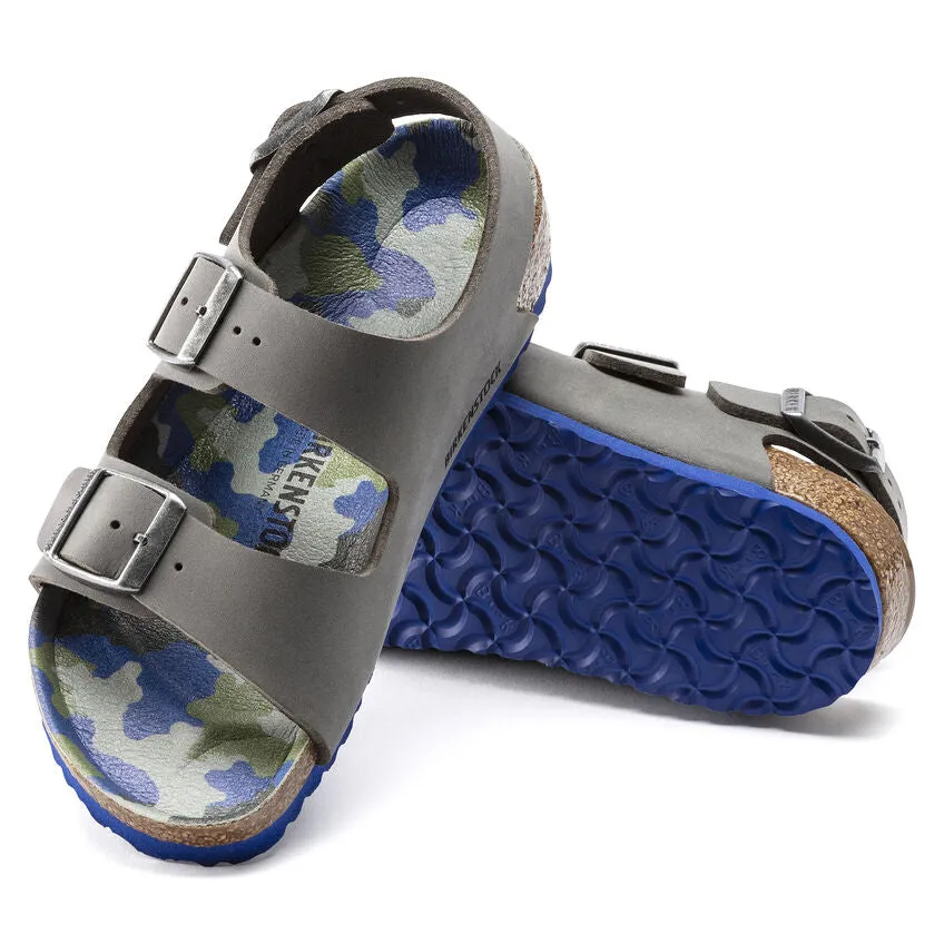 Birkenstock Boy's 'Milano' Grey & Camo Suede Sandals