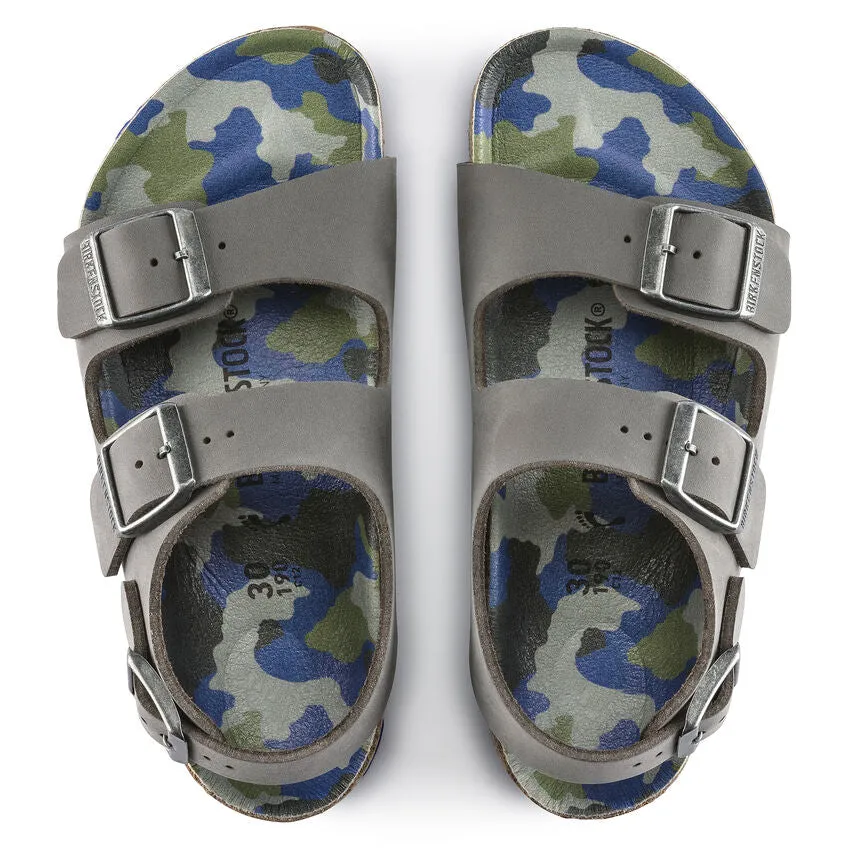 Birkenstock Boy's 'Milano' Grey & Camo Suede Sandals