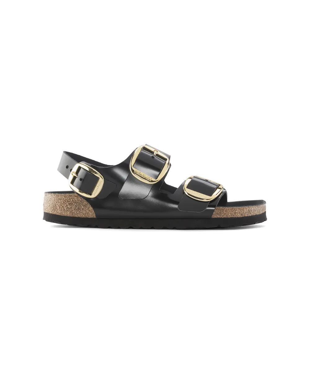 BIRKENSTOCK MILANO BIG BUCKLE NARROW FIT IN SHINE BLACK