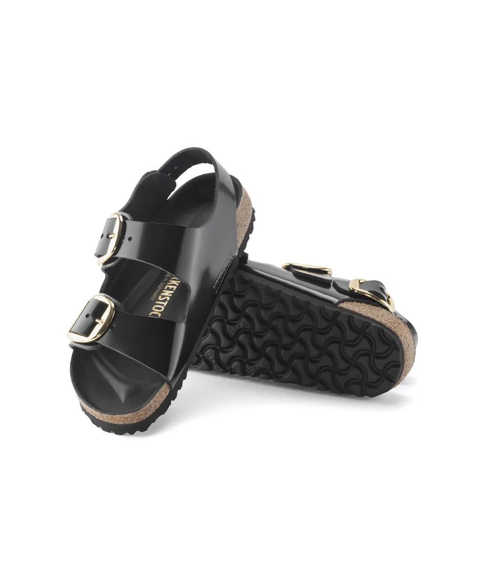 BIRKENSTOCK MILANO BIG BUCKLE NARROW FIT IN SHINE BLACK