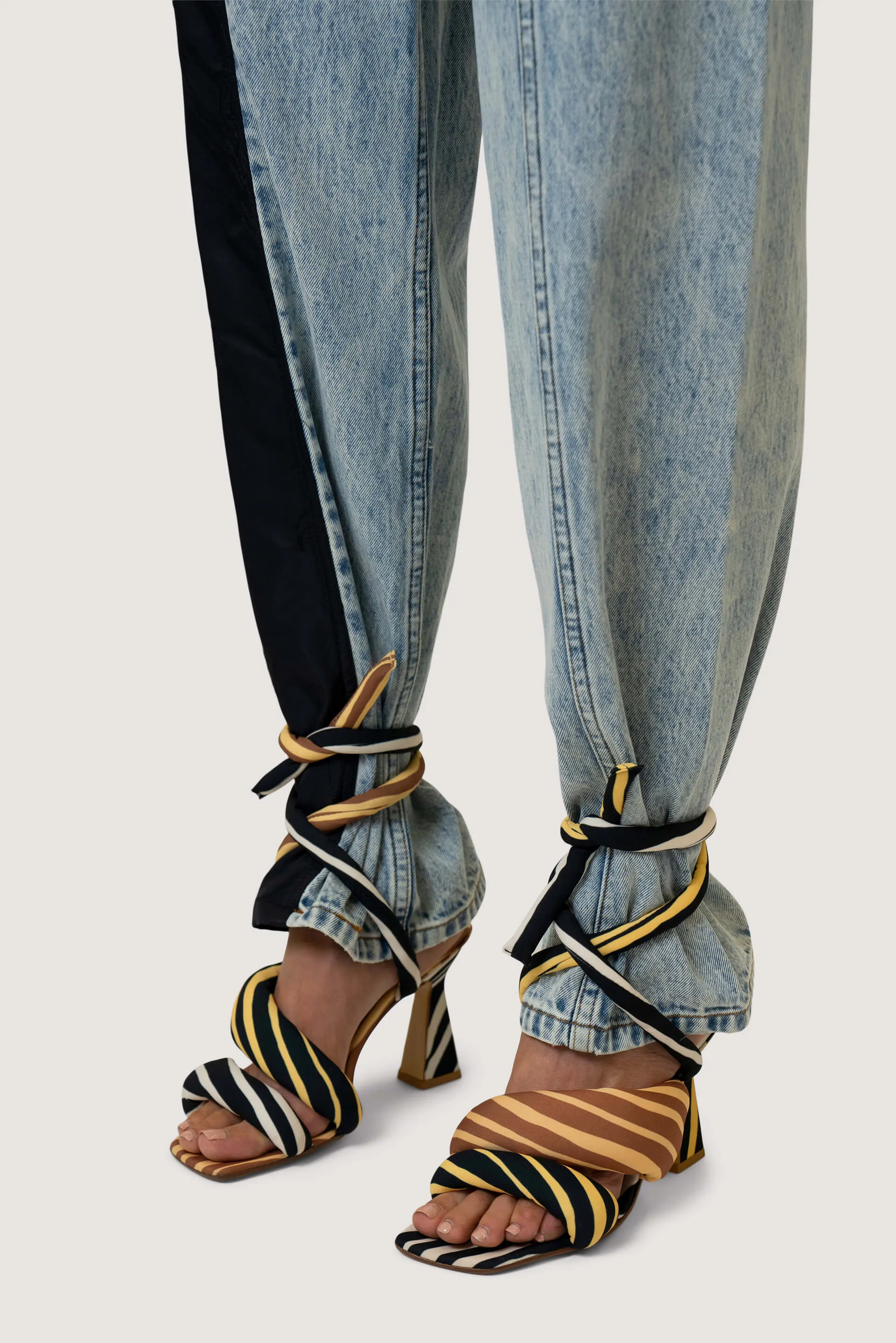 Brown 100 Ankle Tie High-Heel Sandals