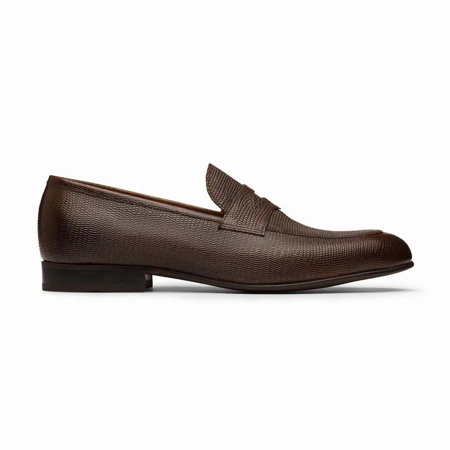 Brown Lizard pattern Penny Loafers