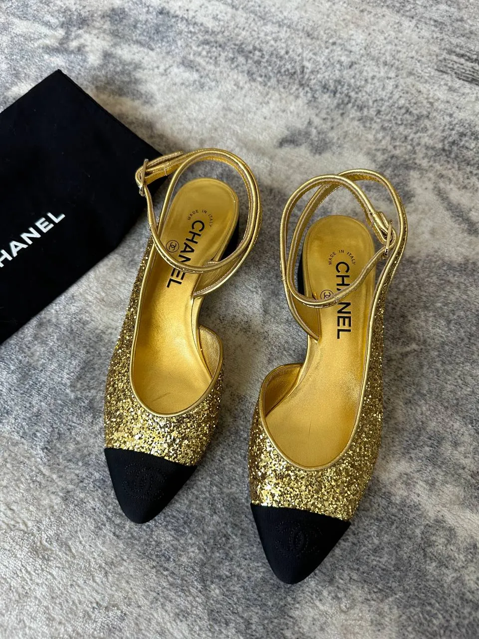 Chanel Slingback Glitter, size 37