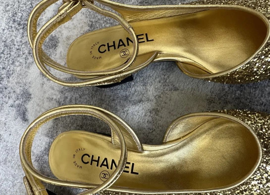 Chanel Slingback Glitter, size 37