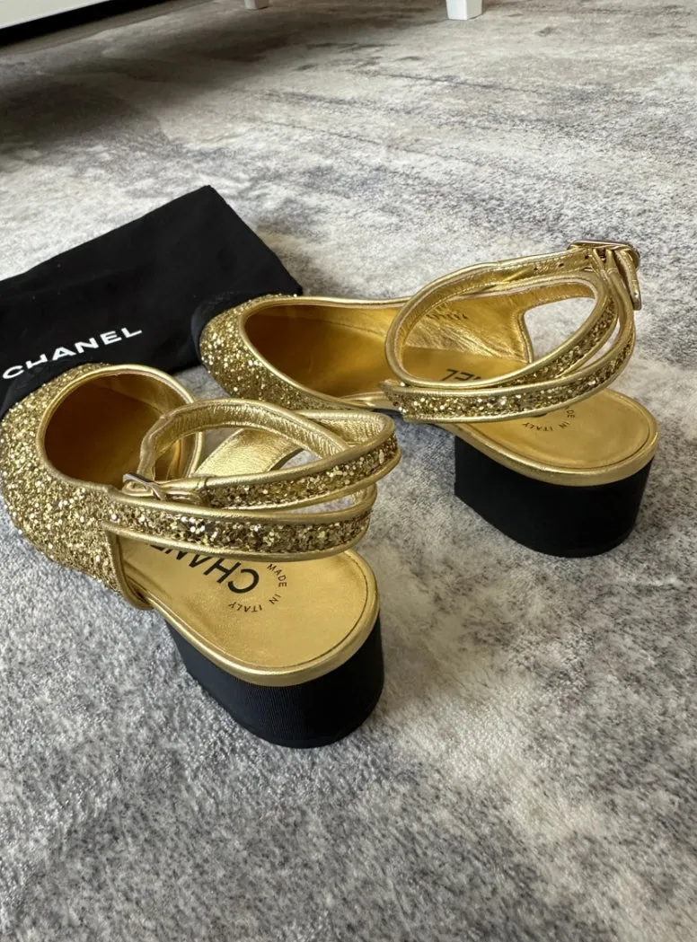 Chanel Slingback Glitter, size 37
