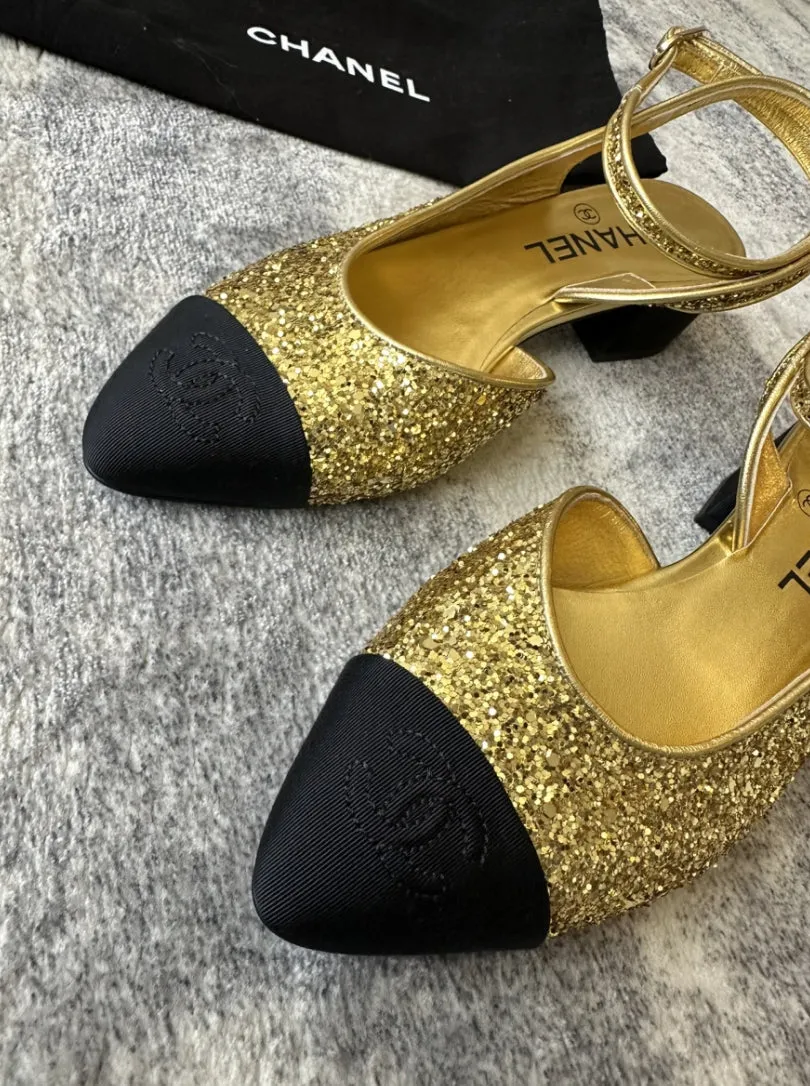 Chanel Slingback Glitter, size 37