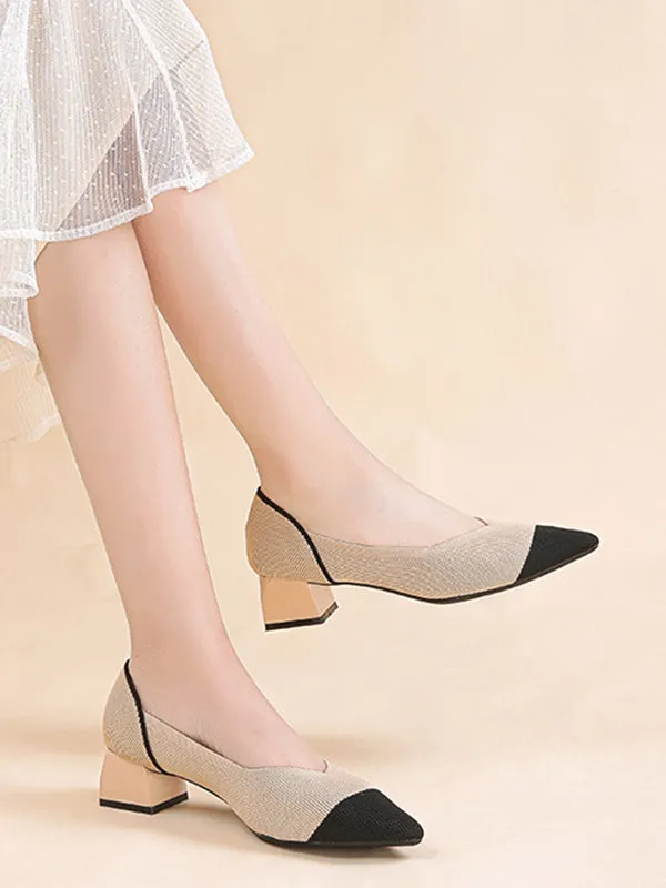 Chicmy-Contrast Color Pointed-Toe Shoes Pumps