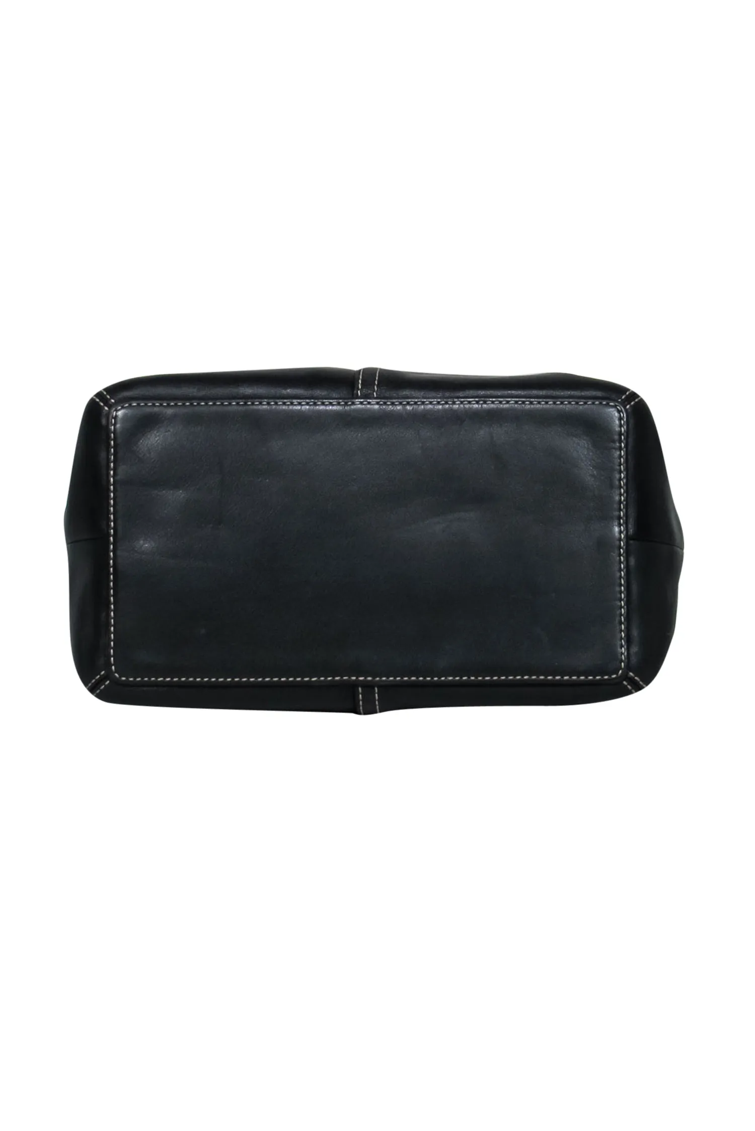 Coach - Black Leather Shoulder Bag w/ White Stitching