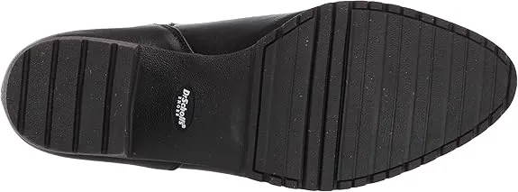 Dr Scholl's London Black Smooth Fsahion Pull On Lugged Block Heel Fashion Boots