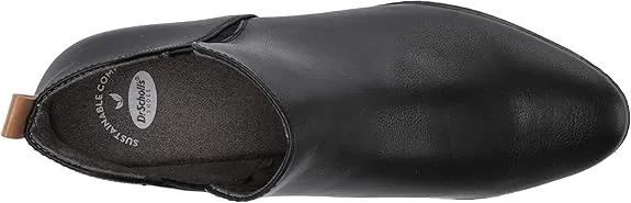 Dr Scholl's London Black Smooth Fsahion Pull On Lugged Block Heel Fashion Boots