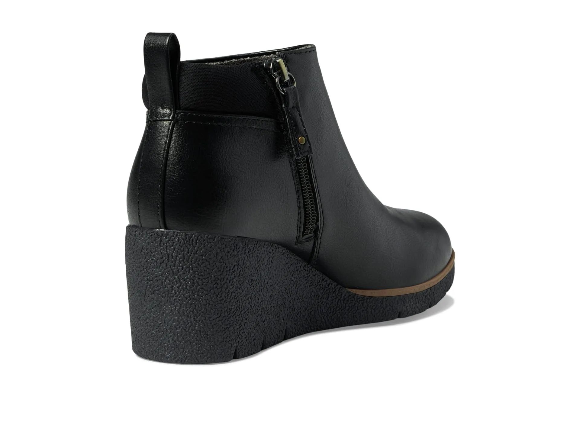 Dr. Scholl's Shoes Berklie Black Rubber Sole Pull On Wedge Heel Ankle Boots