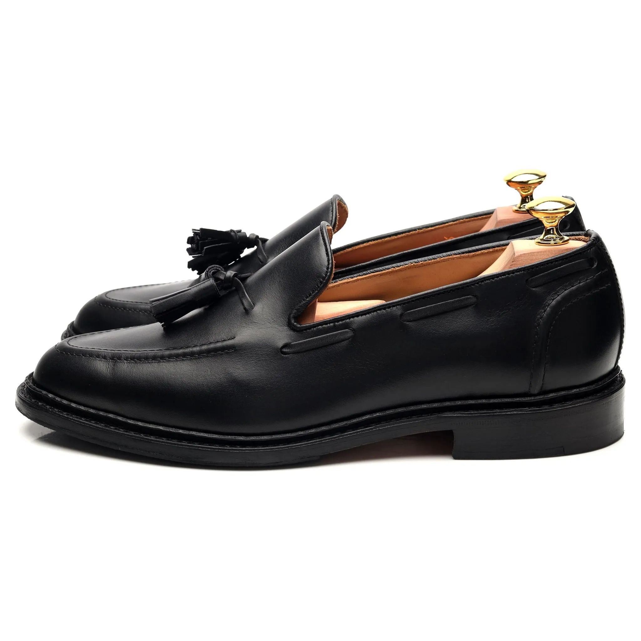 'Elton' Black Leather Tassel Loafer UK 7.5