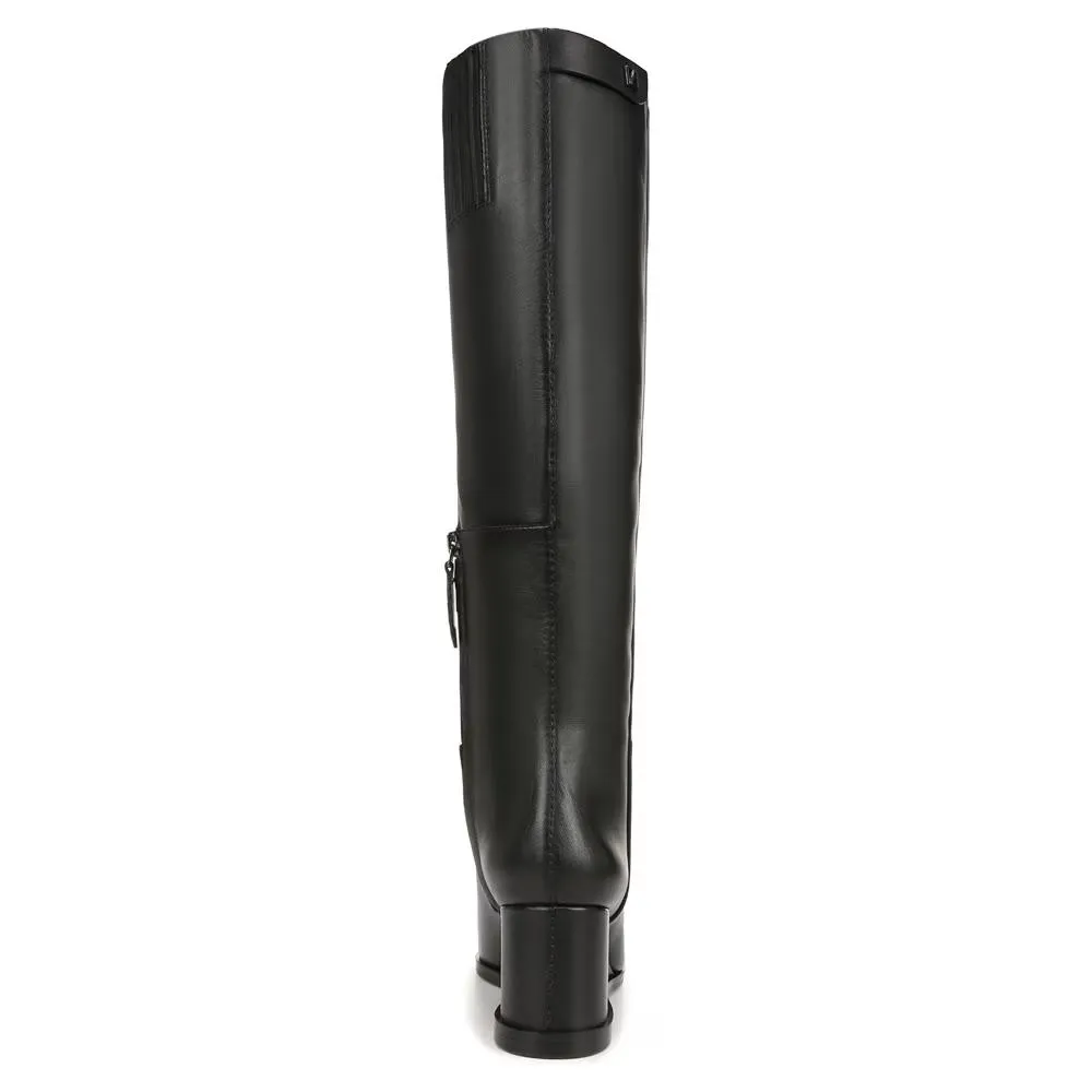 Estella Black Leather Franco Sarto Wedge Boots