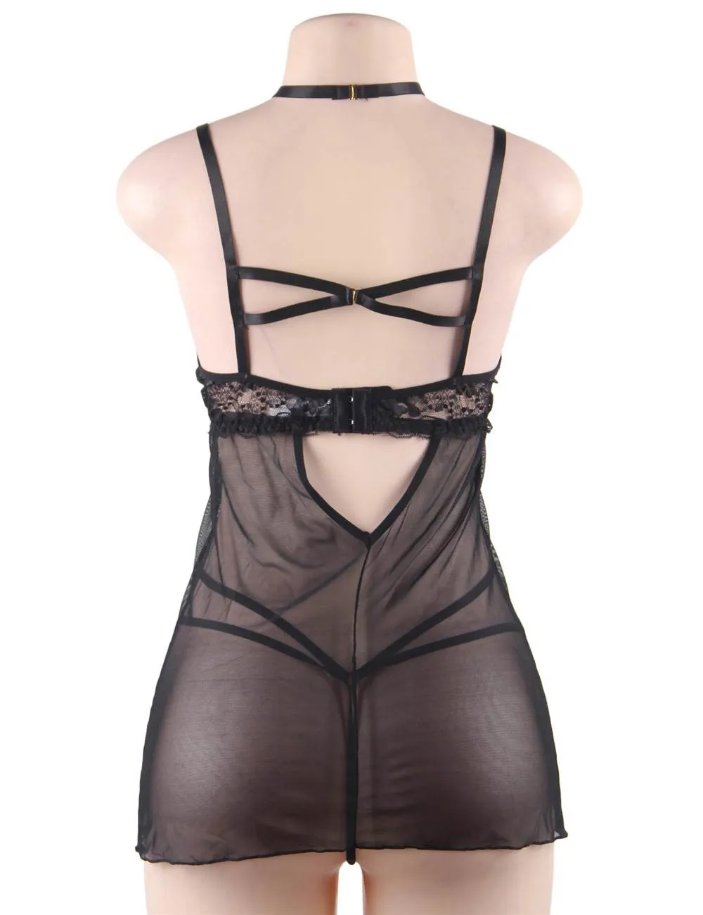 Exquisite Black Lace Perspective Chemise