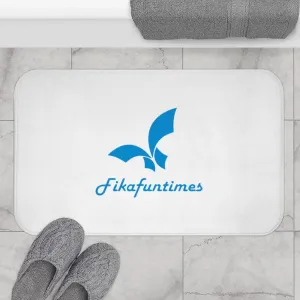 Fikafuntimes Anti-Slip White & Blue Bath Mat