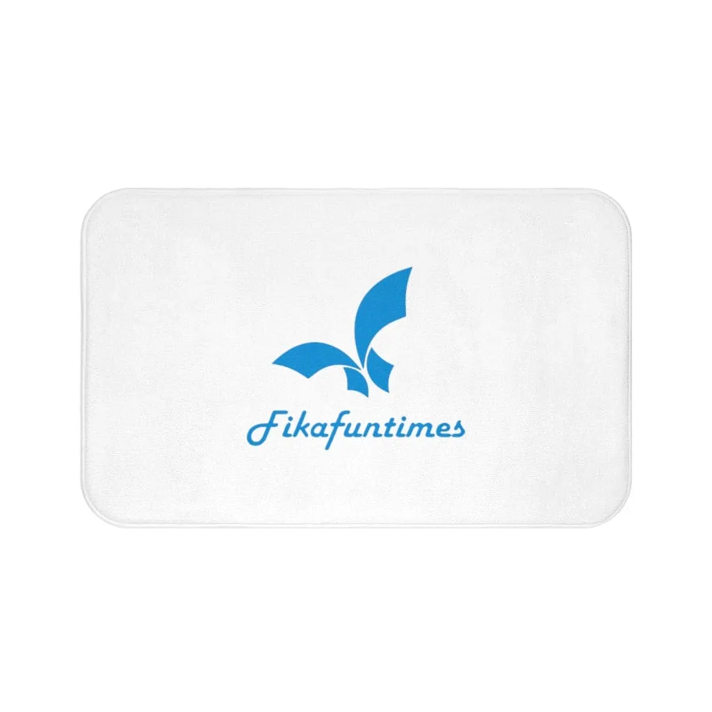 Fikafuntimes Anti-Slip White & Blue Bath Mat