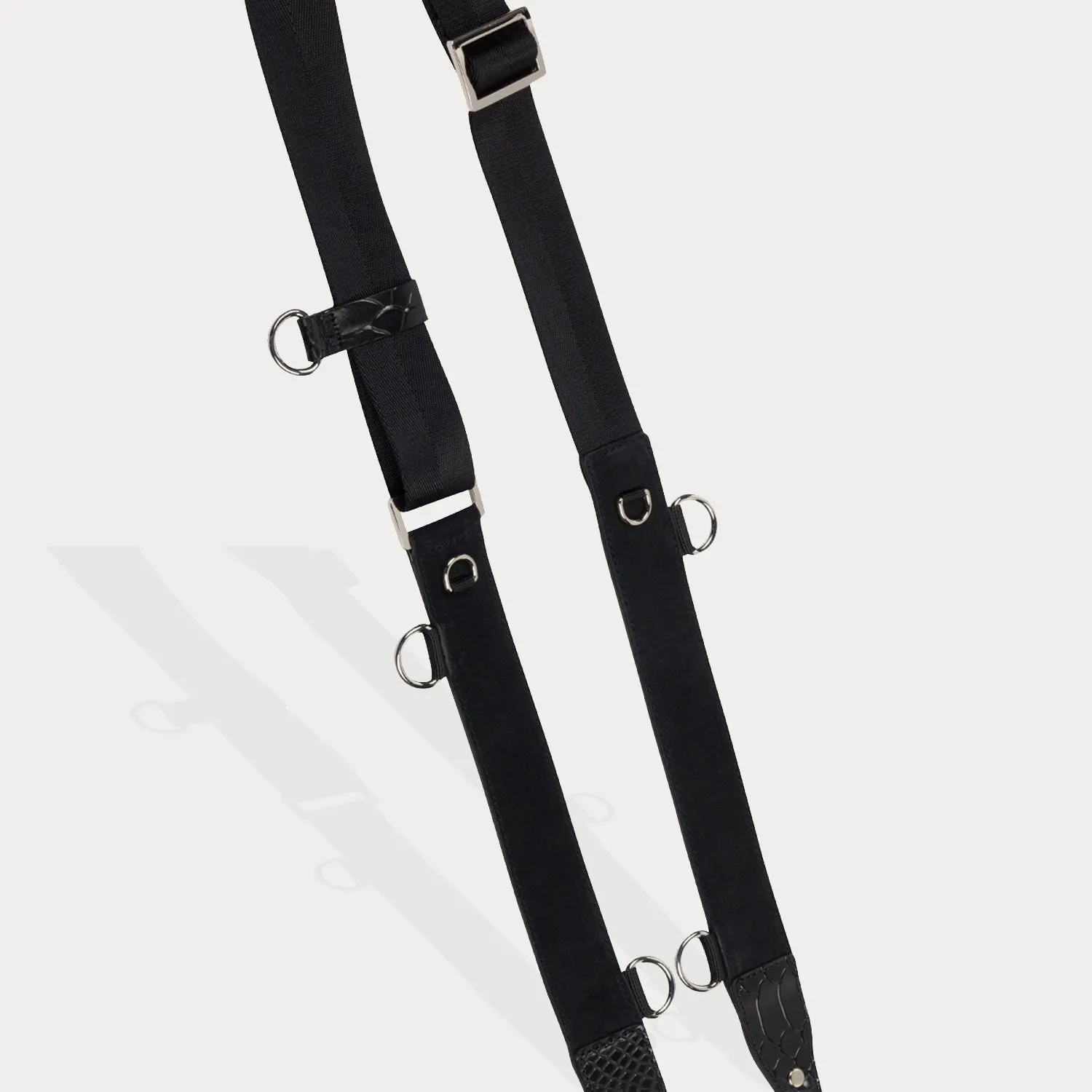Fiona Side-Slot Crossbody Bandolier - Black/Silver