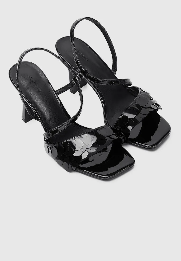 Flavia Sequin-Embellished Heels (Black)