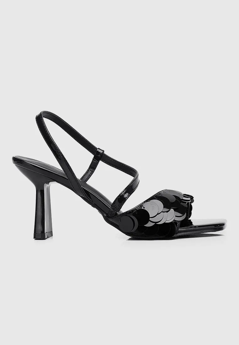 Flavia Sequin-Embellished Heels (Black)