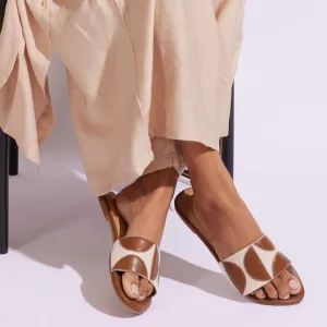 Geometric canvas tan flats