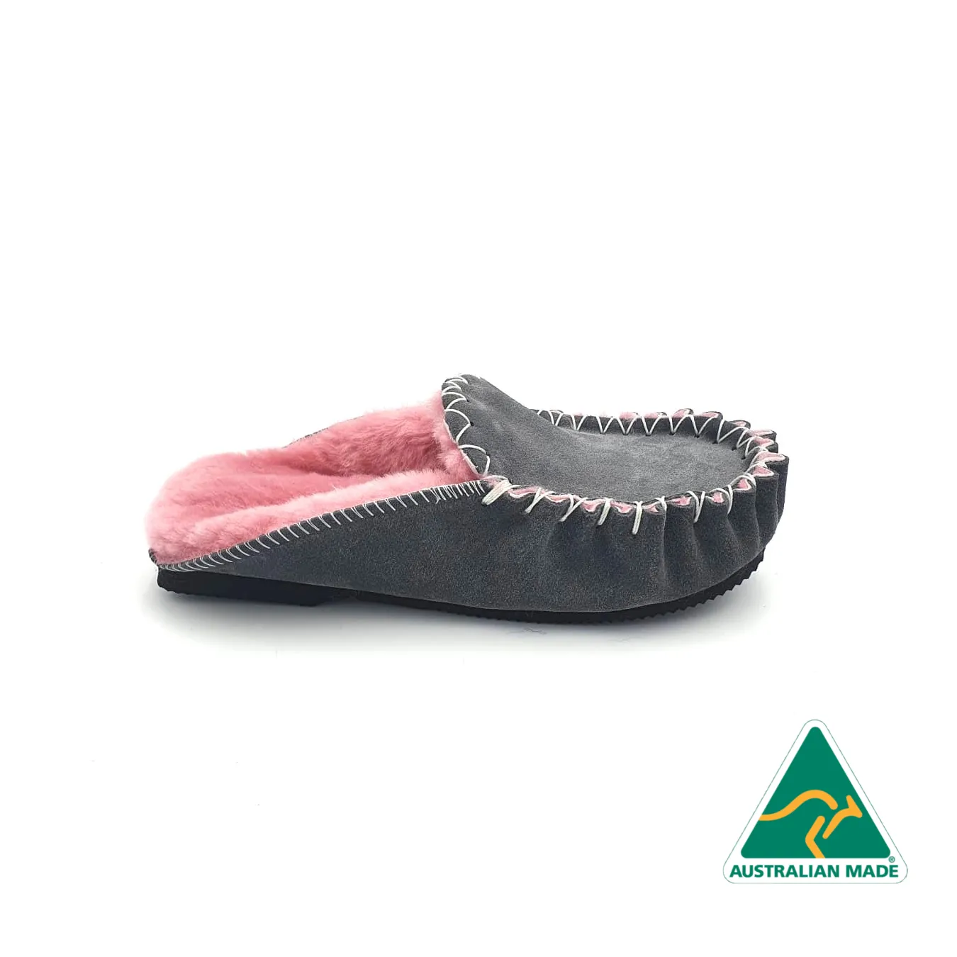 Grey & Pink Moccasin Scuffs