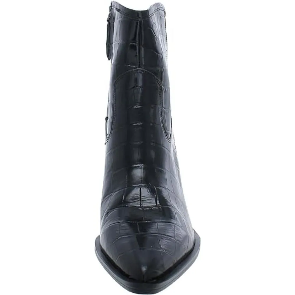 Gwyneth Black Crocodile Franco Sarto Ankle Boots