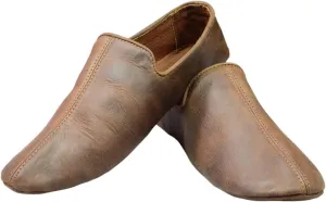 Hide & Drink, Leather Indoor Moroccan Slippers (Size 7), Babouche Moccasin, Comfy House Shoes, Handmade :: Bourbon Brown