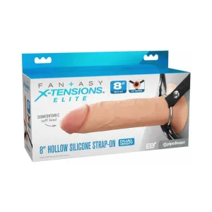 Hollow Silicone Strap-On 8 in. Light/Tan