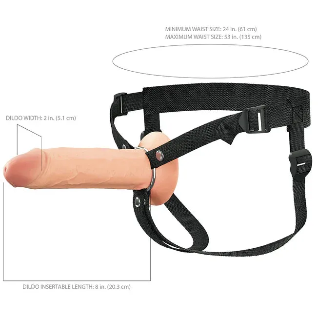 Hollow Silicone Strap-On 8 in. Light/Tan
