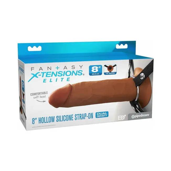 Hollow Silicone Strap-On 8 in. Light/Tan