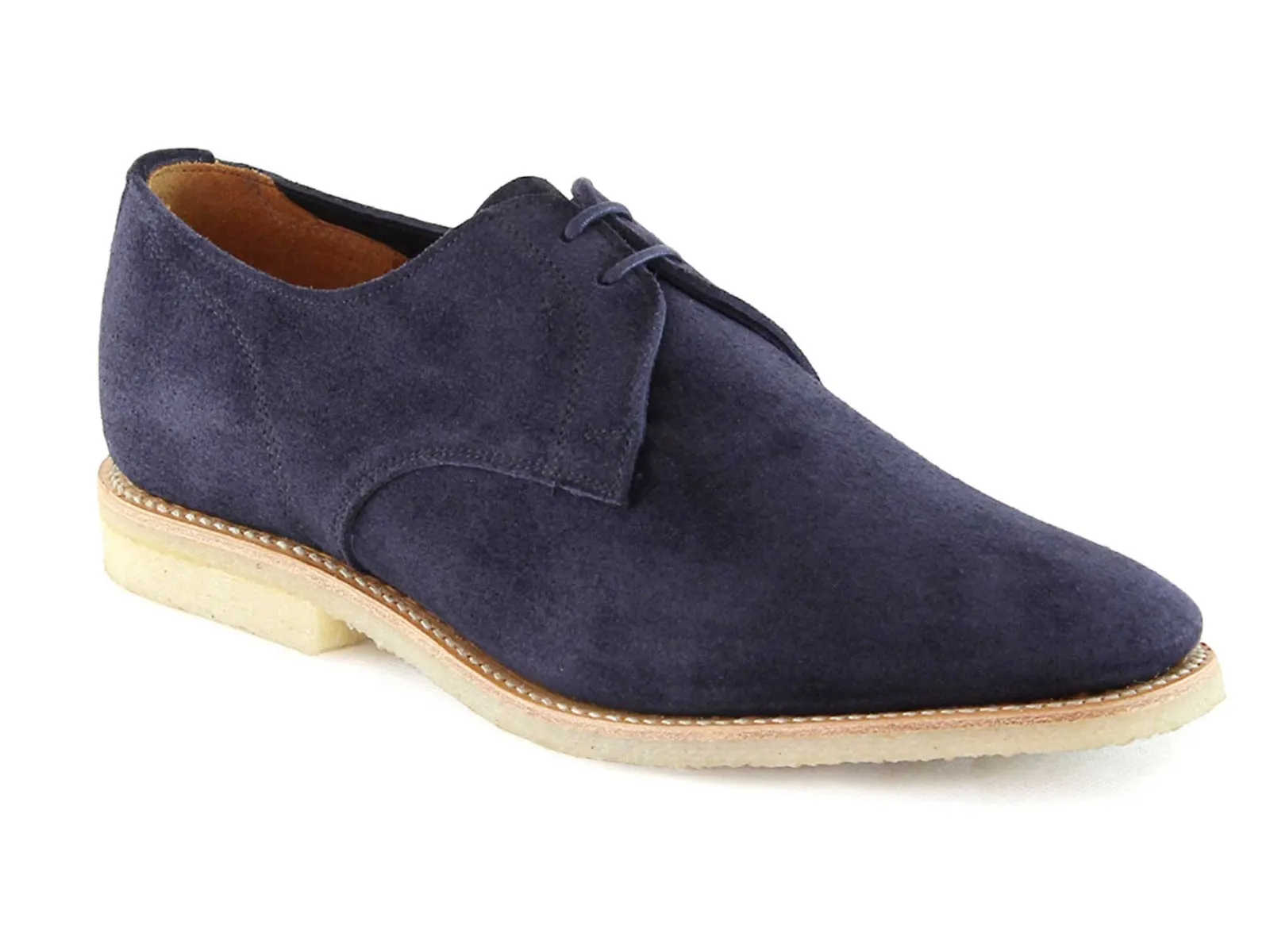 JACOB Mens Unlined Navy Suede Gibson Shoe with Crepe Sole
