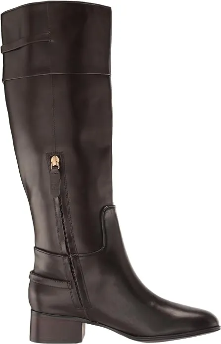 Jazrin Brown Leather Wide Calf Franco Sarto Riding Boots