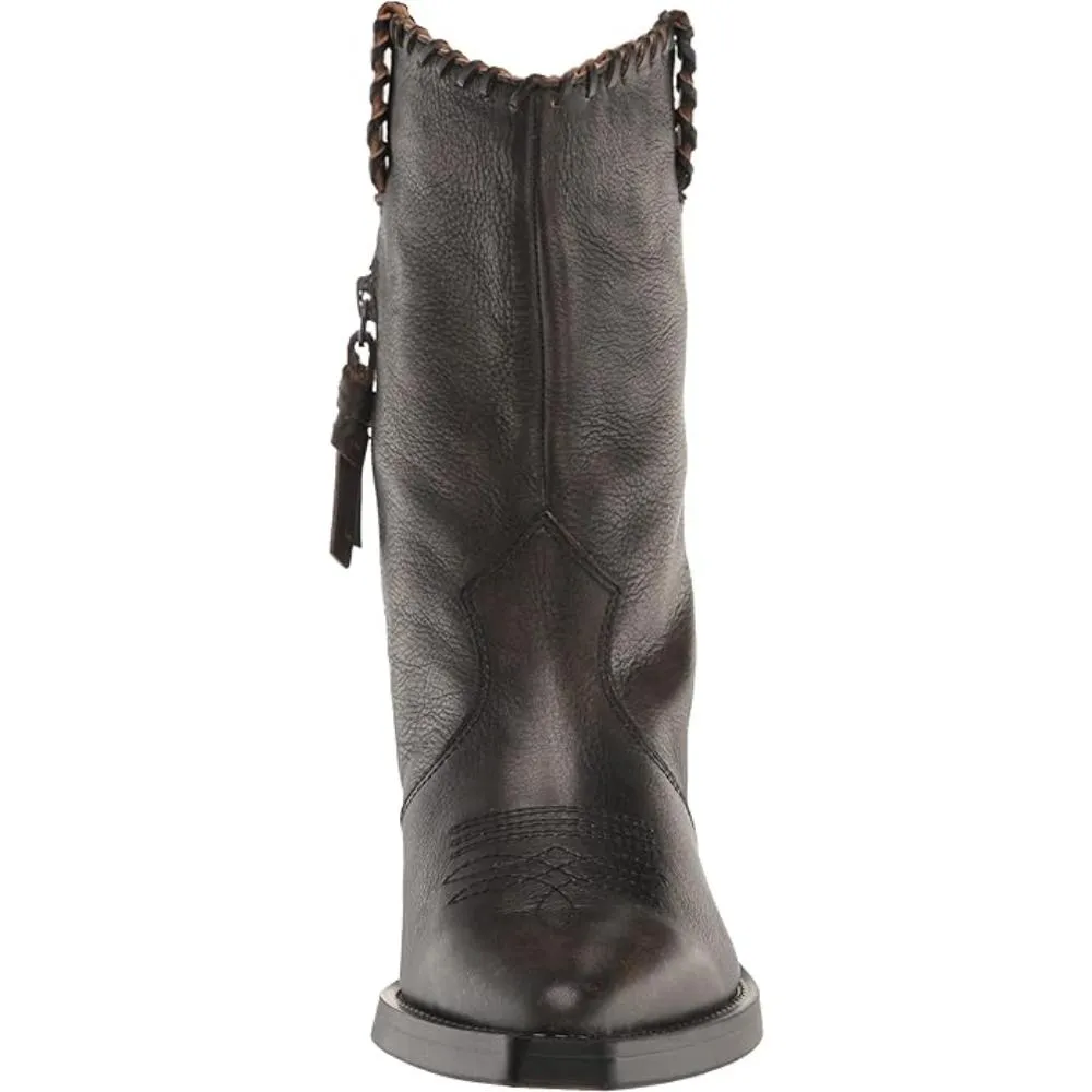 Lance Black Leather Franco Sarto Cowboy Ankle Boots