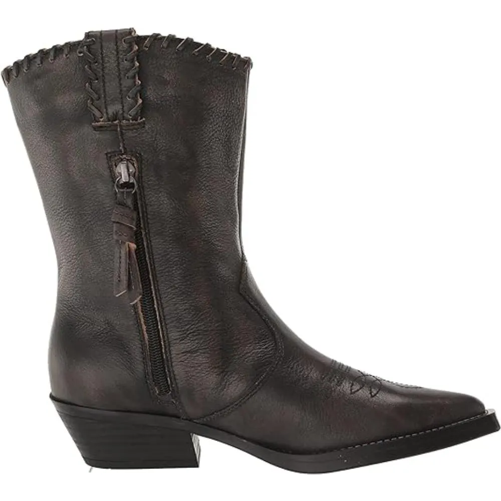 Lance Black Leather Franco Sarto Cowboy Ankle Boots