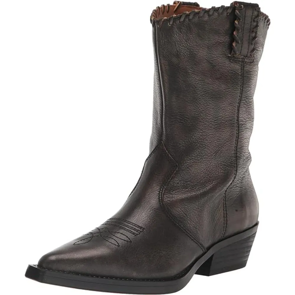 Lance Black Leather Franco Sarto Cowboy Ankle Boots