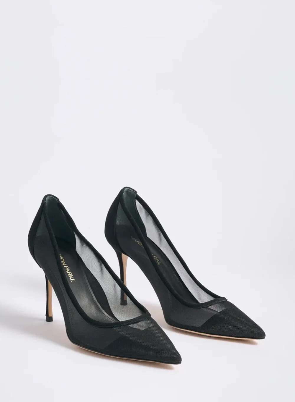 MARION PARKE | Black Mesh Classic Pump 85
