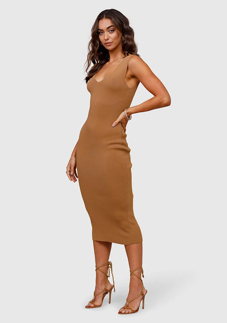 Ministry Of Style Rustic Knit Midi Dress in Hazel