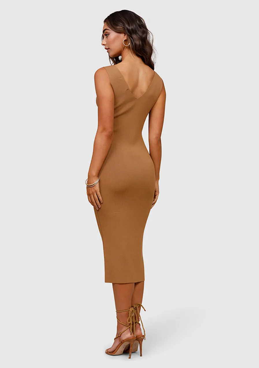 Ministry Of Style Rustic Knit Midi Dress in Hazel