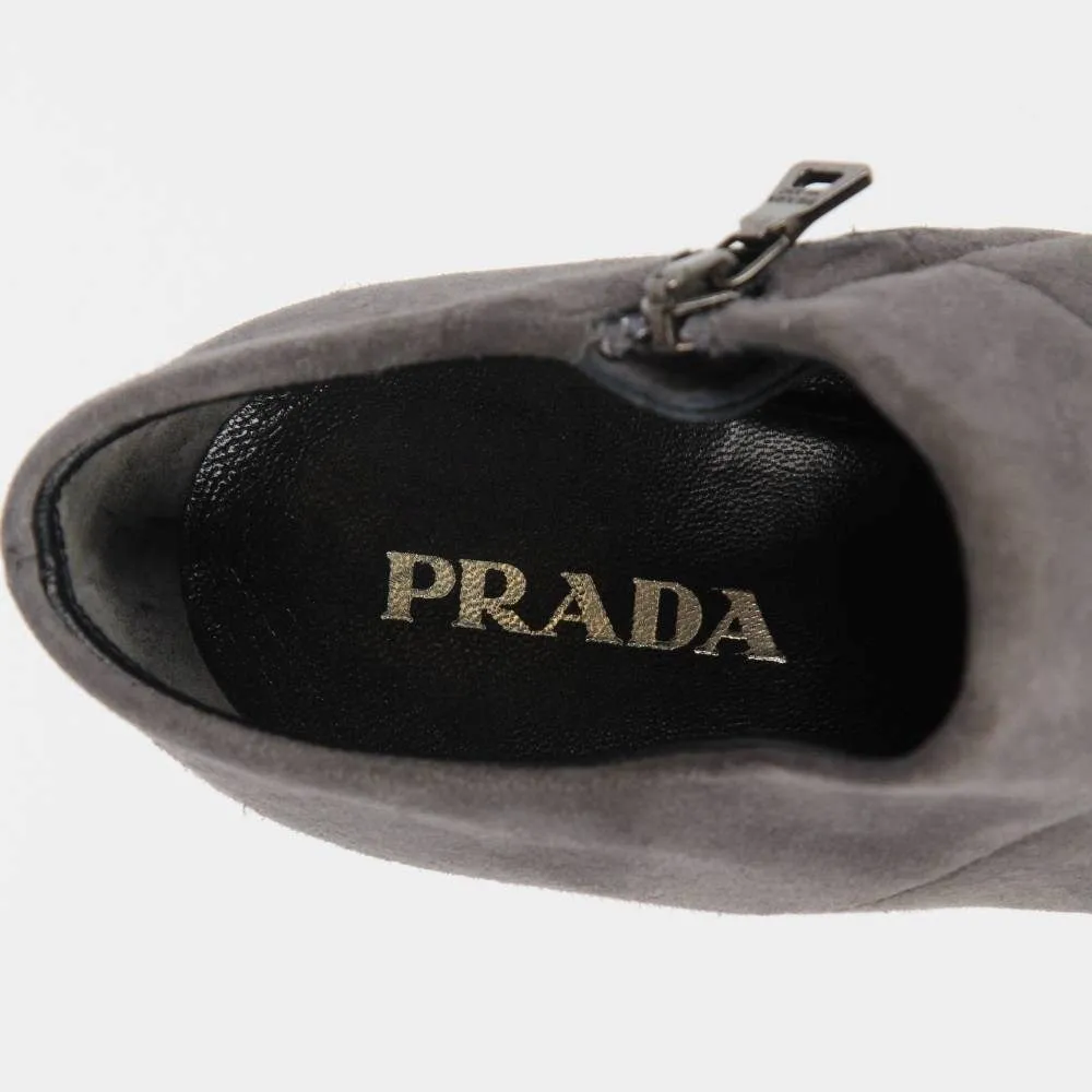 Prada Grey Suede Ankle Boots - 2000s