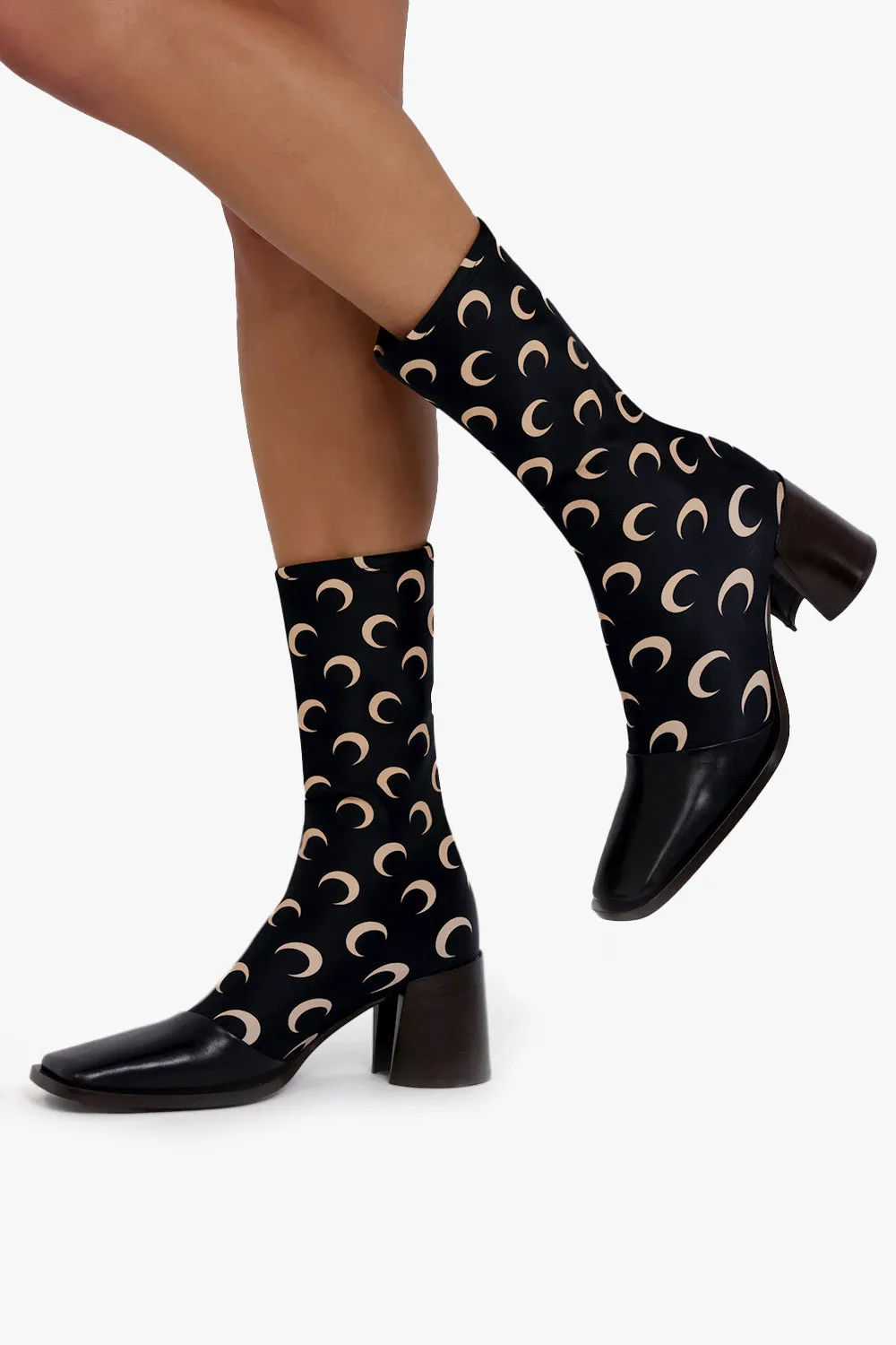 Regenerated All Over Moon Jersey Ankle Boot | Black