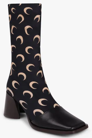 Regenerated All Over Moon Jersey Ankle Boot | Black