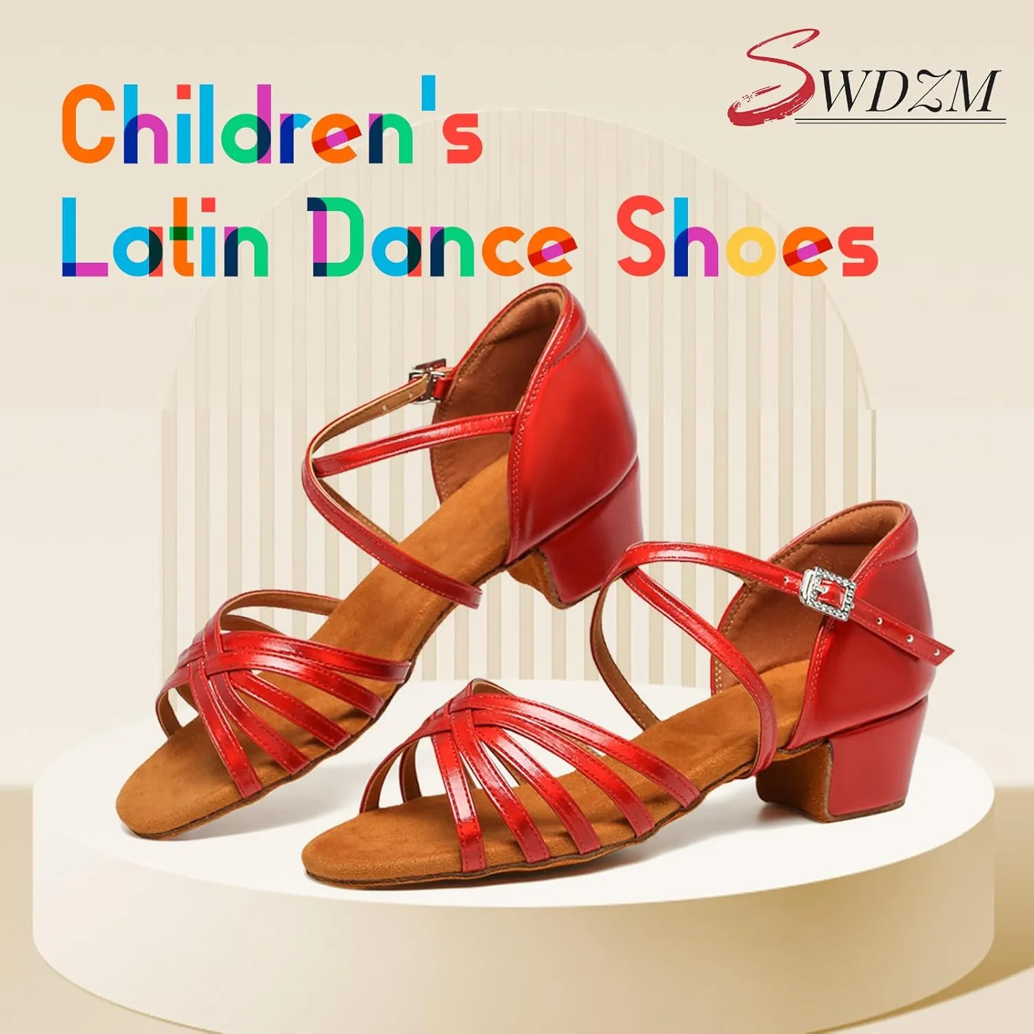 SWDZM Girls Latin Dance Shoes Low Heels Ballroom Salsa Tango Professional Dance Shoes