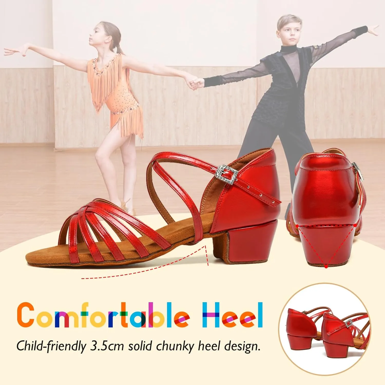 SWDZM Girls Latin Dance Shoes Low Heels Ballroom Salsa Tango Professional Dance Shoes