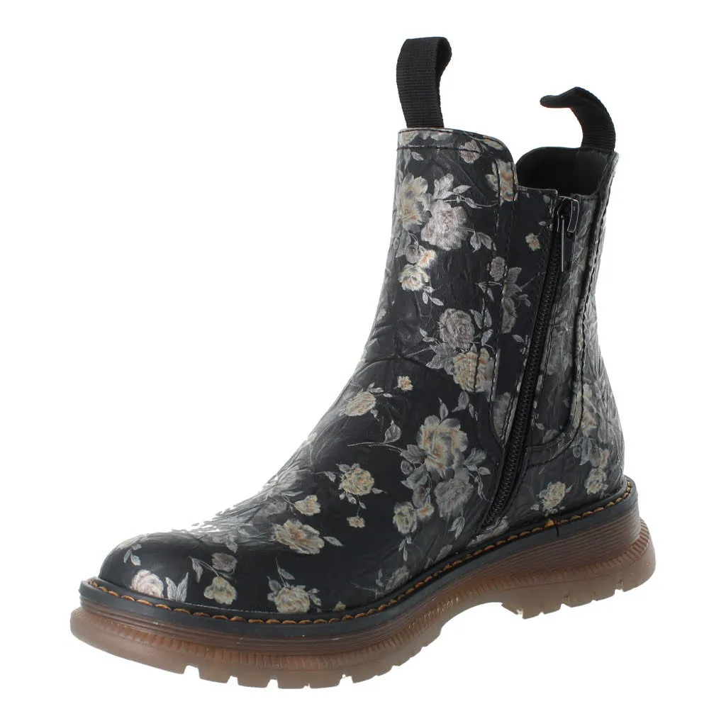 Westland 769525 Peyton 05 Ladies Black Print Vegan Side Zip Ankle Boots